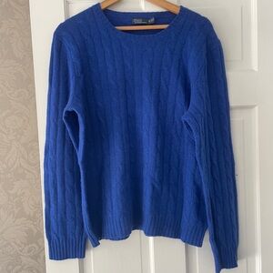 men’s polo ralph lauren xxl royal blue cable knit sweater